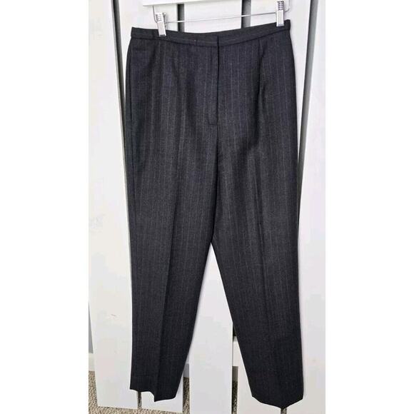 Pendleton Pinstripe Wool Pants 10P Grey High Waist Pleated Work Trouser Career - Picture 1 of 12